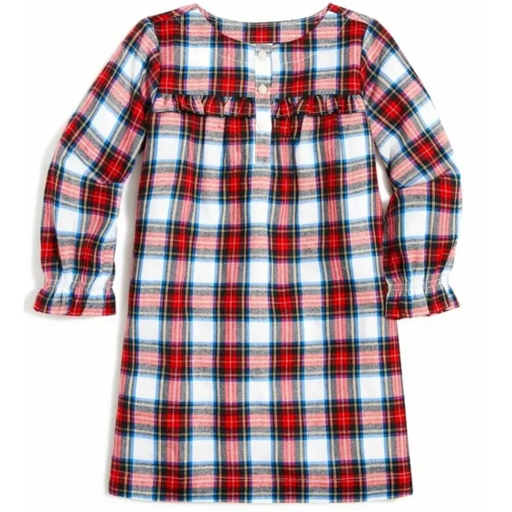Crewcuts 12 - 14 XL Girls Nightgown Shirt Sleepwear Pajamas Red Plaid Flannel